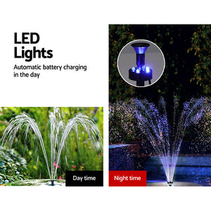 Solar Pond Pump | Submersible Fountain | With Battery Kit LED Lights | 5.2FT