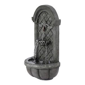 Gardeon Solar Fountain Water Feature | Wall Mount | Garden Fountains | 80cm | Grey