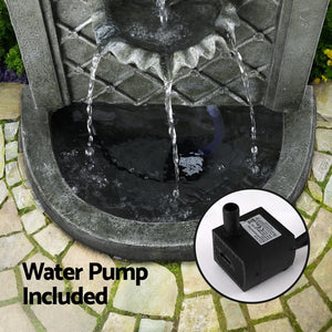 Gardeon Solar Fountain Water Feature | Wall Mount | Garden Fountains | 80cm | Grey