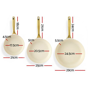 Ceramic Frypan Set 3pc | Multi Colour