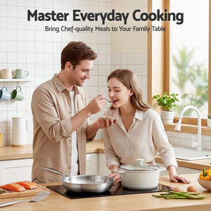 Stainless Steel Frying Pan | 30cm | Uncoated Tri-Ply Frypan | Silver