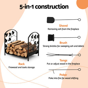 Firewood Rack | 48cm | Compact Log Storage Stand | Black