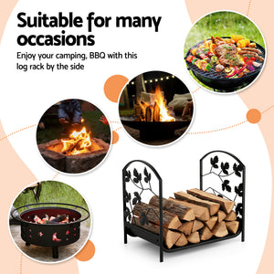 Firewood Rack | 48cm | Compact Log Storage Stand | Black