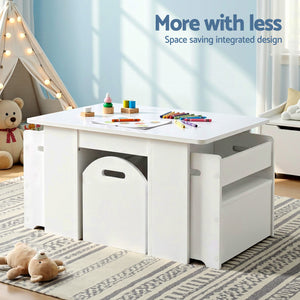 Kids Table & Chairs Set 3pc | Activity Desk | Toy Storage