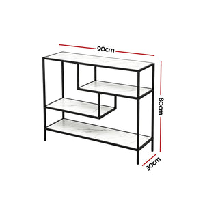 Artiss Console Table Entryway Hallway Marble Effect 4-Tier Storage Shelves White