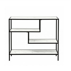 Artiss Console Table Entryway Hallway Marble Effect 4-Tier Storage Shelves White