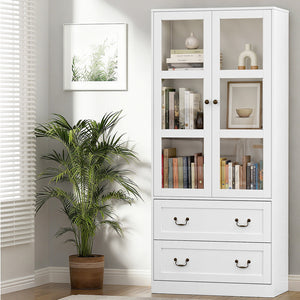 Buffet Sideboard Hutch | 180cm | Kitchen Storage Cabinet | Drawers + Doors | White