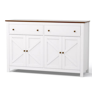 Kitchen Buffet Sideboard | 140cm | Storage Cabinet | 2 Drawers | White