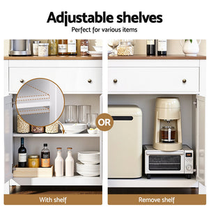 Kitchen Buffet Sideboard | 140cm | Storage Cabinet | 2 Drawers | White