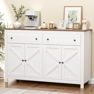 Kitchen Buffet Sideboard | 140cm | Storage Cabinet | 2 Drawers | White