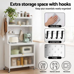 Kitchen Storage Cabinet | Pegboard Sideboard Shelves | 80 x 164cm