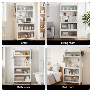 Kitchen Storage Cabinet | Pegboard Sideboard Shelves | 80 x 164cm