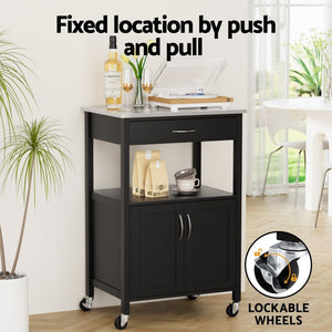 Kitchen Island Trolley | 60cm | Rolling Serving Cart | Drawer + Cupboard