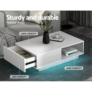 Coffee Table | LED Lights | White