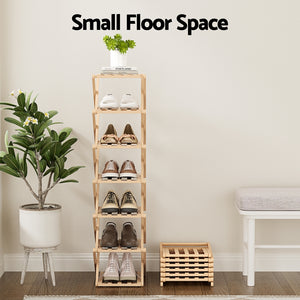 Shoe Rack | 7 Tier | Bamboo | Foldable Entryway Organiser