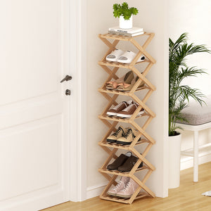Shoe Rack | 7 Tier | Bamboo | Foldable Entryway Organiser