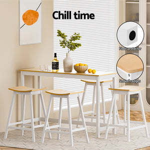 4x Bar Stools | Wooden Chairs | Oak Finish