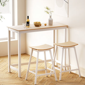 Artiss Bar Table and Stools Set | Dining Desk | Solid Wood | Kitchen Chairs | Cafe Pub