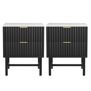 Artiss Bedside Tables | 2X | 2 Drawers | Black