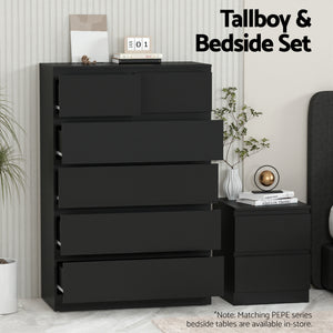 Tallboy Chest of Drawers | 6 Drawer Storage Cabinet | Black