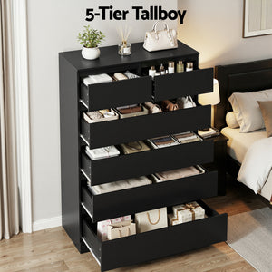 Tallboy Chest of Drawers | 6 Drawer Storage Cabinet | Black