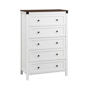 Artiss 5 Chest of Drawers Storage Tallboy White & Walnut