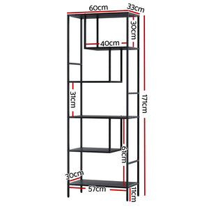 Artiss Bookshelf 5 Tiers RHYS Black