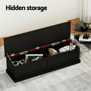 Storage Ottoman Blanket Box | 140cm | Fluted Design | Black