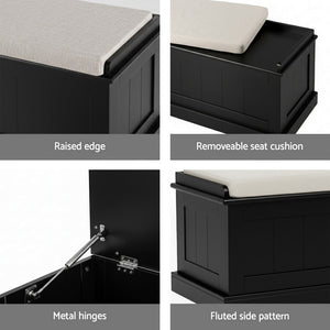 Storage Ottoman Blanket Box | 140cm | Fluted Design | Black