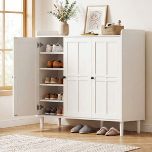 Shoe Rack Cabinet | Adjustable Shelf Storage Cupboard | White