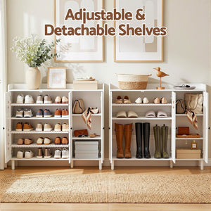Shoe Rack Cabinet | Adjustable Shelf Storage Cupboard | White
