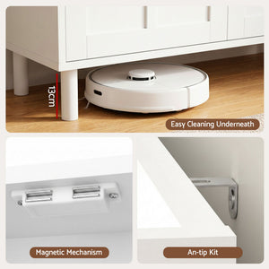 Shoe Rack Cabinet | Adjustable Shelf Storage Cupboard | White