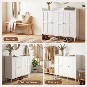 Shoe Rack Cabinet | Adjustable Shelf Storage Cupboard | White