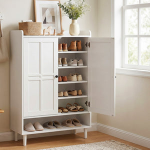 Shoe Storage Cabinet | 3 Adjustable Shelves | White