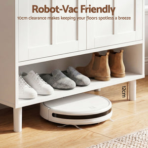 Shoe Storage Cabinet | 3 Adjustable Shelves | White