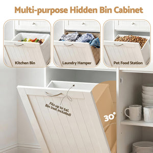 Buffet Sideboard Cabinet | Kitchen Storage Cupboard with Tilt-Out Bin Holder