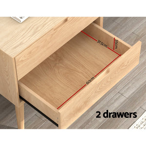 Bedside Table Drawers | Side End Table | Storage Cabinet | Nightstand | Oak | GINO