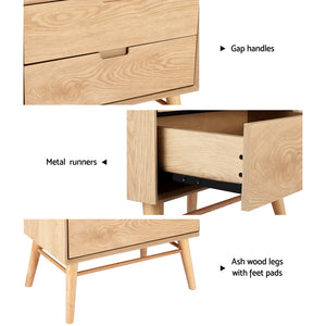 Bedside Table Drawers | Side End Table | Storage Cabinet | Nightstand | Oak | GINO