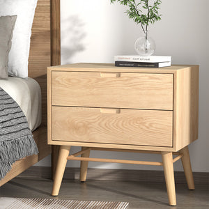 Bedside Table Drawers | Side End Table | Storage Cabinet | Nightstand | Oak | GINO