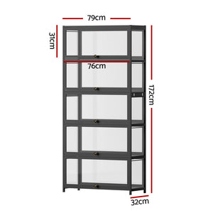 Display Cabinet | 5 Tier | Clear Shelves | Black