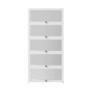 5-Tier Display Bookcase | Clear Shelf Design | White