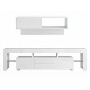 Artiss LED TV Unit & Coffee Table Set Storage Cabinet White