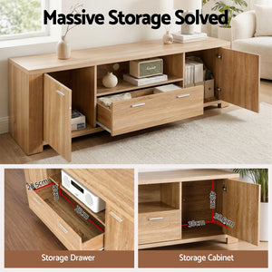 Artiss TV Unit & Coffee Table Set Storage Drawer Pine