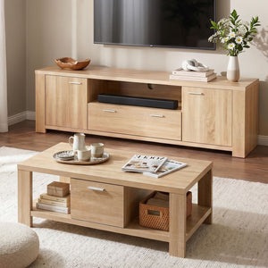 TV Unit & Coffee Table Set | Storage Drawer Design | Pine