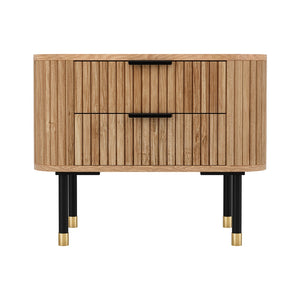 Bedside Table | 2 Drawers | Paulownia Wood | Pine
