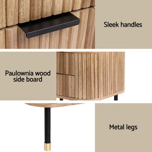 Bedside Table | 2 Drawers | Paulownia Wood | Pine