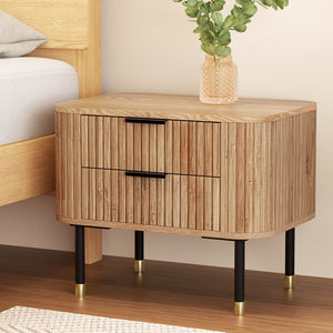 Bedside Table | 2 Drawers | Paulownia Wood | Pine