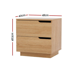 Bedside Table | 2 Drawer Nightstand | Pine Finish