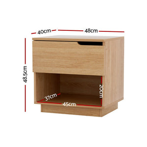 Bedside Table | 1 Drawer + 1 Shelf | Nightstand | Pine