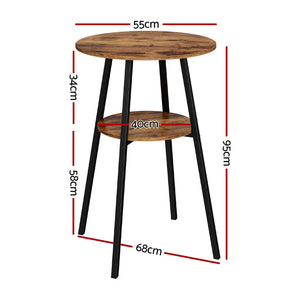 Artiss Bar Table | Industrial | 2-Tier Organizer | MDF Top | Steel Frame